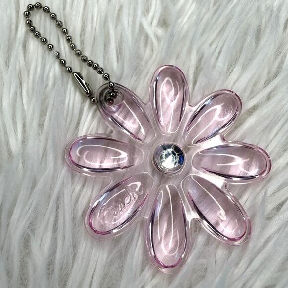 Coach Handbags - 2" COACH Pink Poppy Flower HangTag Bag Charm Fob